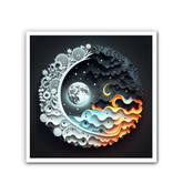 Artistic canvas with dual themes of rain and sun.